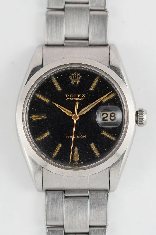 ROLEX OYSTERDATE Ref.6694 Black Gilt Dial