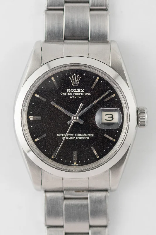 ROLEX OYSTER PERPETUAL DATE Ref.1500 Black Gilt Patina Dial