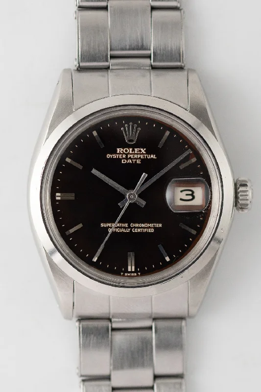 ROLEX OYSTER PERPETUAL DATE Ref.1500 Black Gilt Tropical Dial