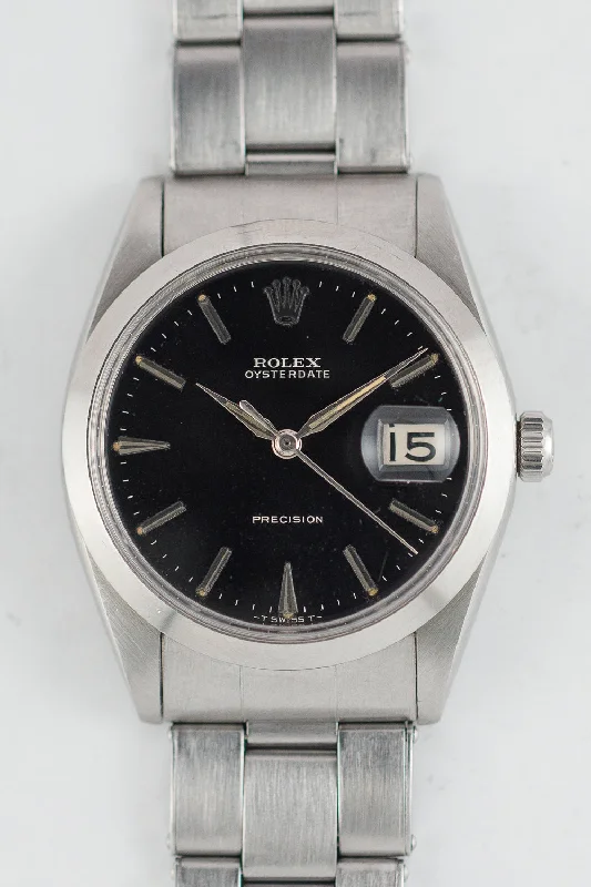 ROLEX OYSTERDATE Ref6694 Black Gilt Dial