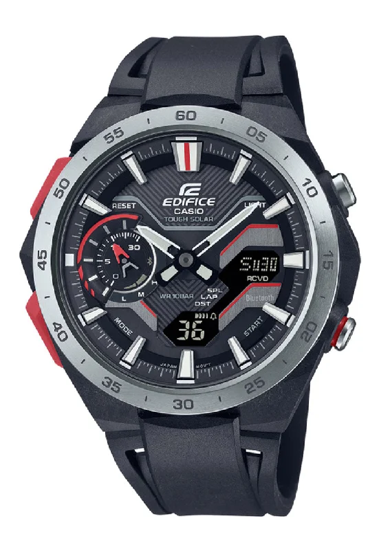 Casio Edifice ECB-2200P-1A Analog Rubber Strap Bluetooth Solar Watch For Men