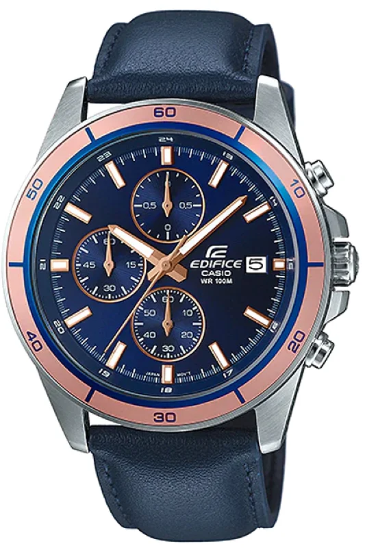 Casio Edifice EFR-526L-2A Chronograph Leather Strap Watch For Men