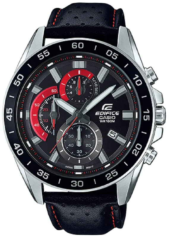 Casio Edifice EFV-550L-1A Chronograph Leather Strap Watch For Men