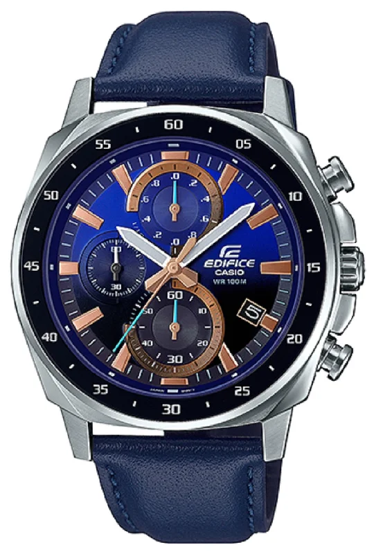 Casio Edifice EFV-600L-2A Chronograph Leather Strap Watch For Men