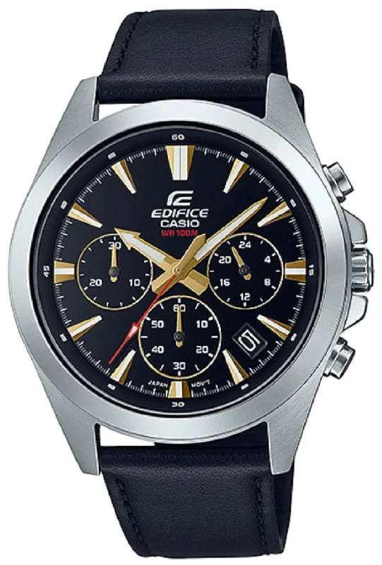 Casio Edifice EFV-630L-1A Chronograph Leather Strap Watch For Men