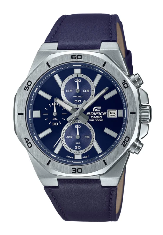 Casio Edifice EFV-640L-2A Chronograph Leather Strap Watch For Men