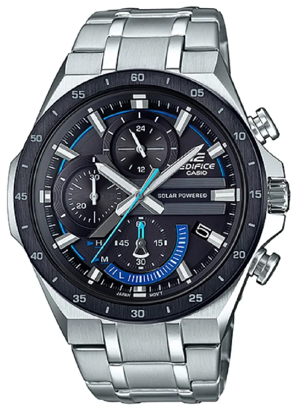 Casio Edifice EQS-920DB-1B Solar Chronograph Stainless Steel Strap Watch For Men