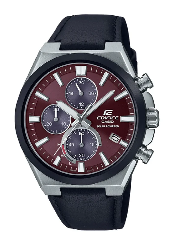 Casio EQS-950BL-5A Solar Powered Chronograph Leather Strap Watch for Men