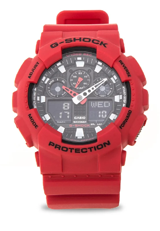 Casio G-Shock GA-100B-4ADR Coke Red Watch Digital Analog Watch For Men