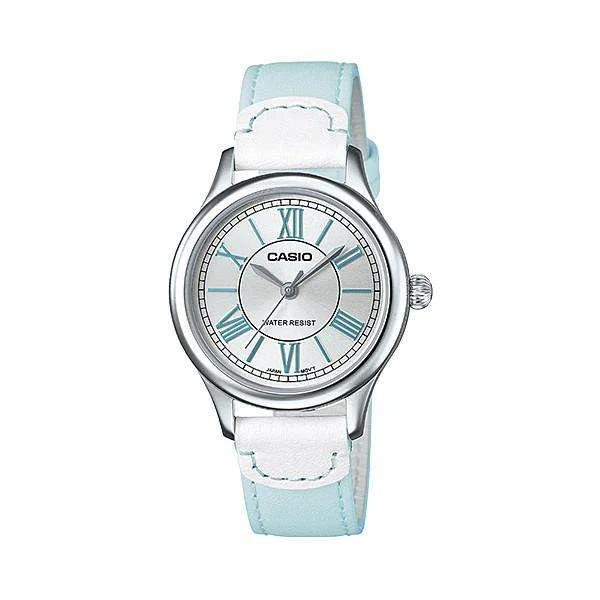 Casio LTP-E113L-2ADF Light Blue Leather Strap Watch for Women