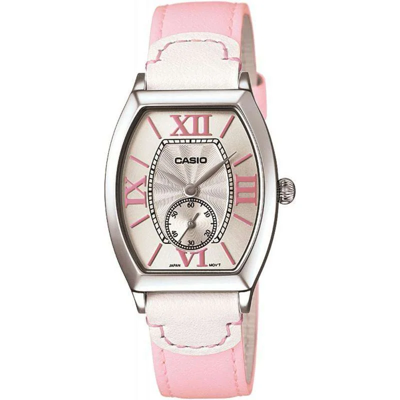 Casio LTP-E114L-4A1DF Pink Leather Strap Watch for Women