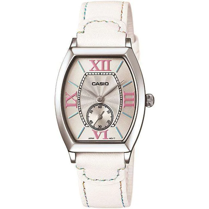 Casio LTP-E114L-7ADF White Leather Strap Watch for Women