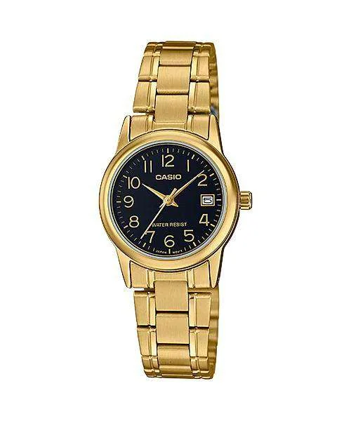 Casio LTP-V002G-1B Gold Stainless Steel Strap Watch for Women