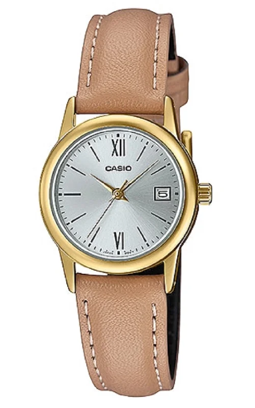 Casio LTP-V002GL-7B3 Light Brown leather strap for Women