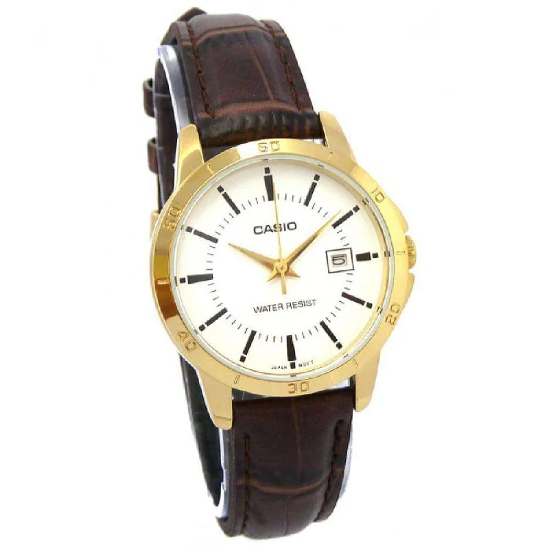 Casio LTP-V004GL-7A Brown Leather Strap Watch for Women