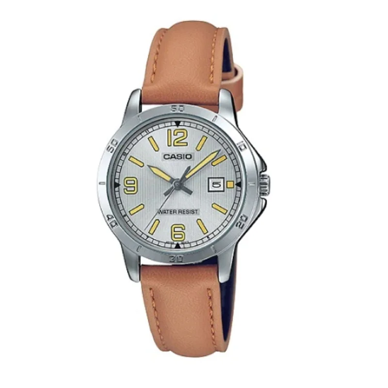 Casio LTP-V004L-7B Brown Leather Strap for Women