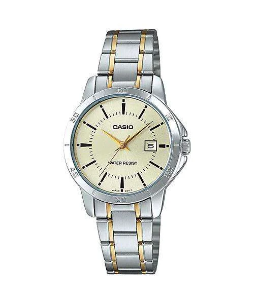 Casio LTP-V004SG-9A Two Tone Stainless Steel Strap Watch for Women