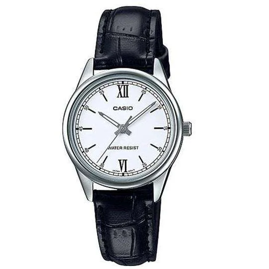 Casio LTP-V005L-7B2UDF Black Leather Strap Watch for Women