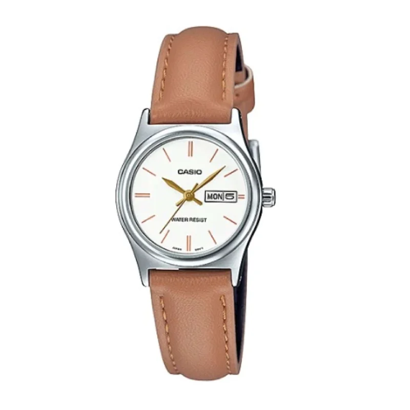 Casio LTP-V006L-7B2 Brown Leather Strap Watch for Women