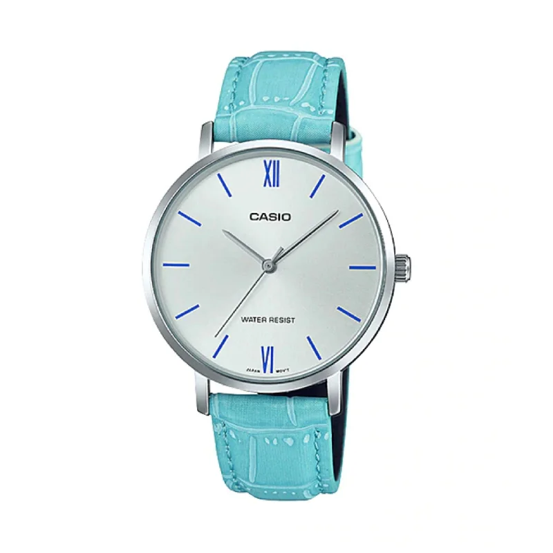 Casio LTP-VT01L-7B3 Light Blue Leather Strap for Women