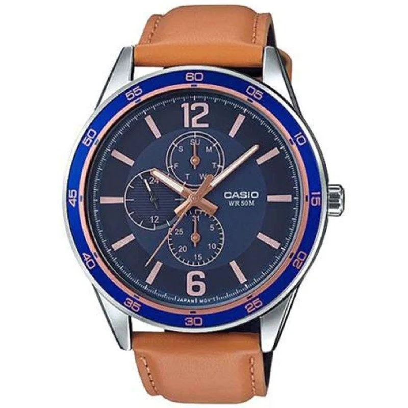 Casio MTP-E319L-2BVDF Brown Leather Strap Watch for Men