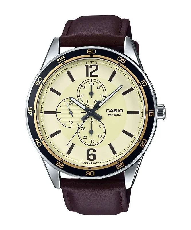 Casio MTP-E319L-9BVDF Brown Leather Strap Watch for Men