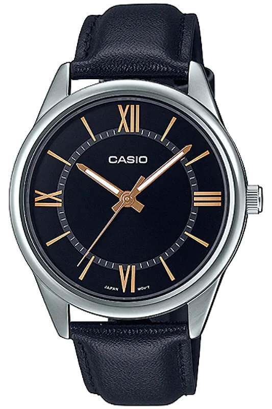 Casio MTP-V005L-1B5 Black Leather Strap Watch for Men