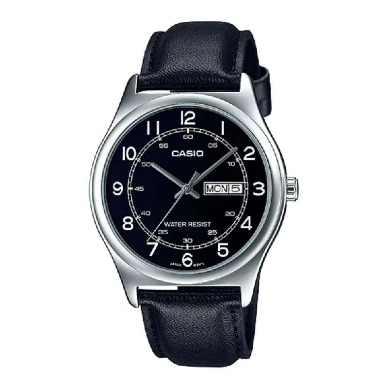 Casio MTP-V006L-1B2 Black Leather Watch for Men