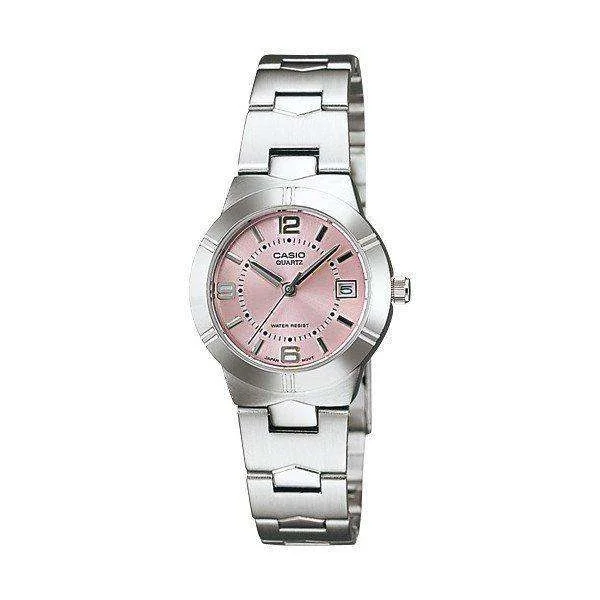 Casio LTP-1241D-4A Silver/Pink Stainless Steel Strap for Women