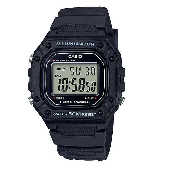 Casio W-218H-1AVDF Black Resin Watch for Men