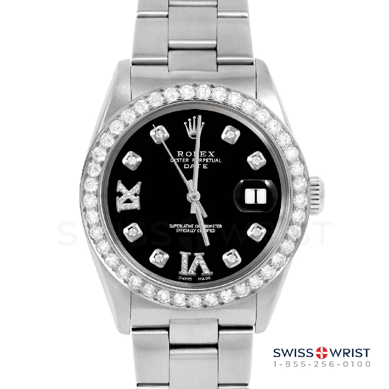 Rolex Date 34mm | 1500-SS-BLK-8DR69-2CT-OYS