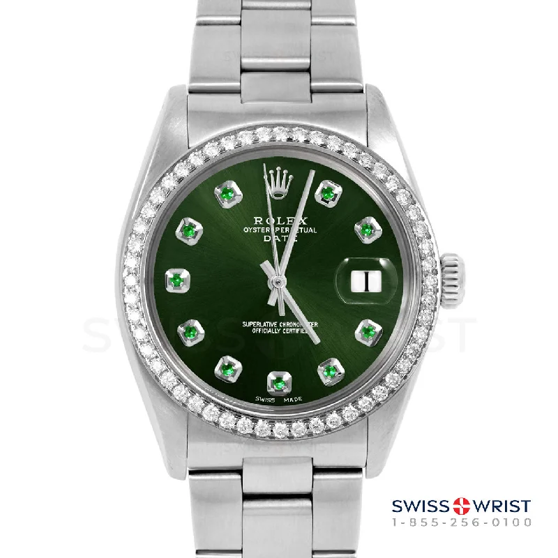 Rolex Date 34mm | 1500-SS-GRN-EMD-AM-BDS-OYS