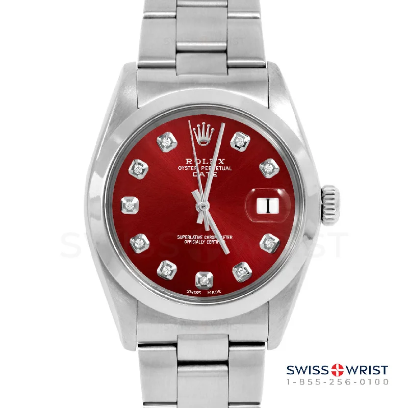 Rolex Date 34mm | 1500-SS-RED-DIA-AM-SMT-OYS