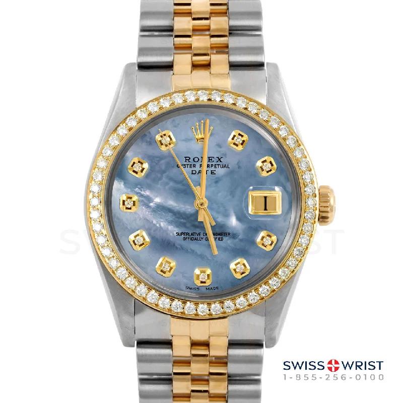 Rolex Date 34mm | 1500-TT-BLMOP-DIA-AM-BDS-JBL