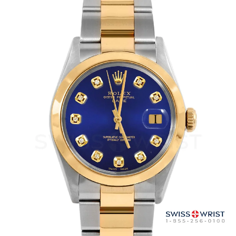 Rolex Date 34mm | 1500-TT-BLU-DIA-AM-SMT-OYS