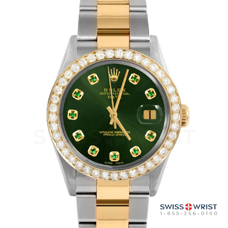 Rolex Date 34mm | 1500-TT-GRN-EMD-AM-2CT-OYS