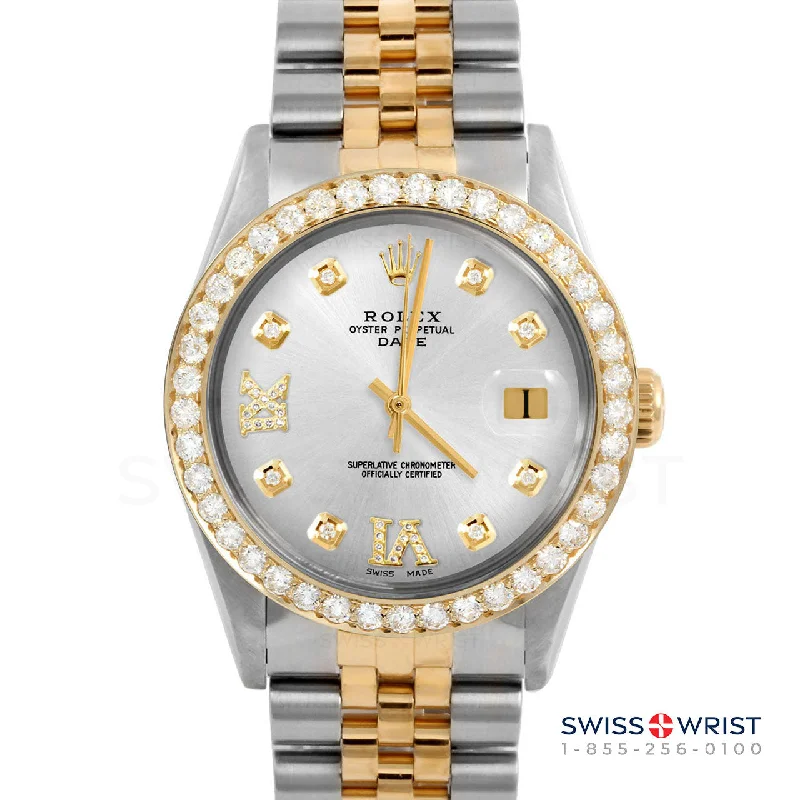 Rolex Date 34mm | 1500-TT-SLV-8DR69-2CT-JBL