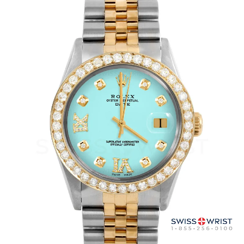 Rolex Date 34mm | 1500-TT-TRQ-8DR69-2CT-JBL