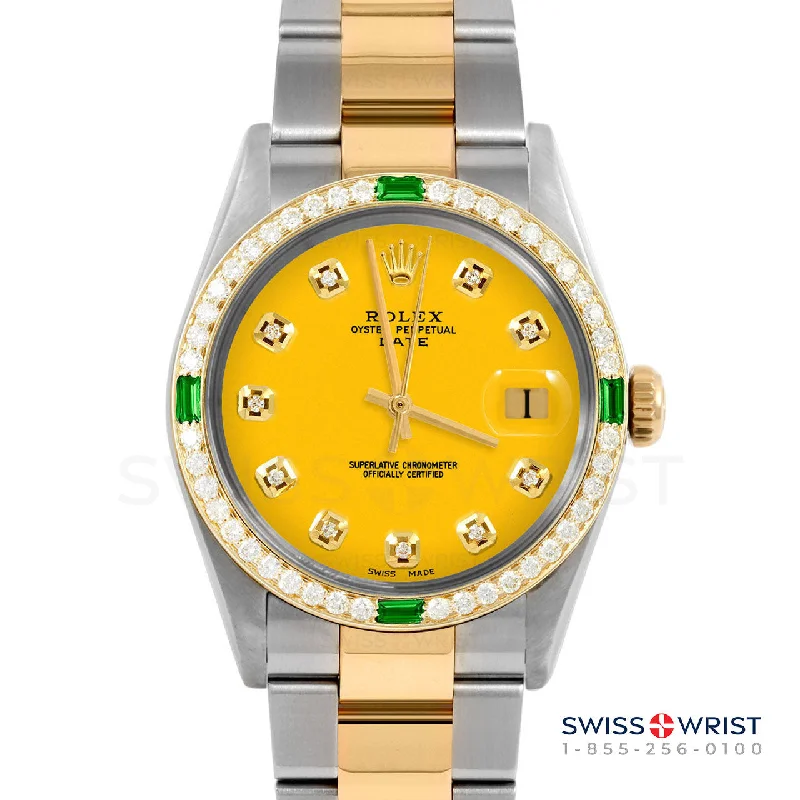 Rolex Date 34mm | 1500-TT-YLW-DIA-AM-4EMD-OYS