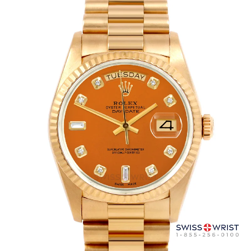 Rolex Day-Date 36mm | 18038-ORN-DIA-AM-FLT-PRS