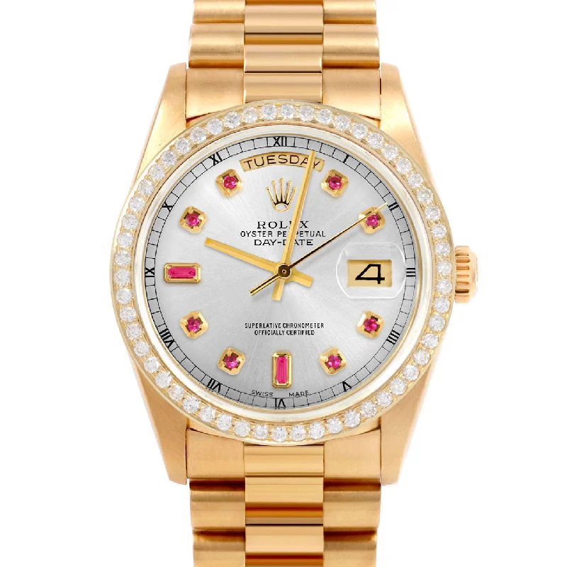 Rolex Day-Date 36mm | 18038-SLV-RBY-AM-BDS-PRS