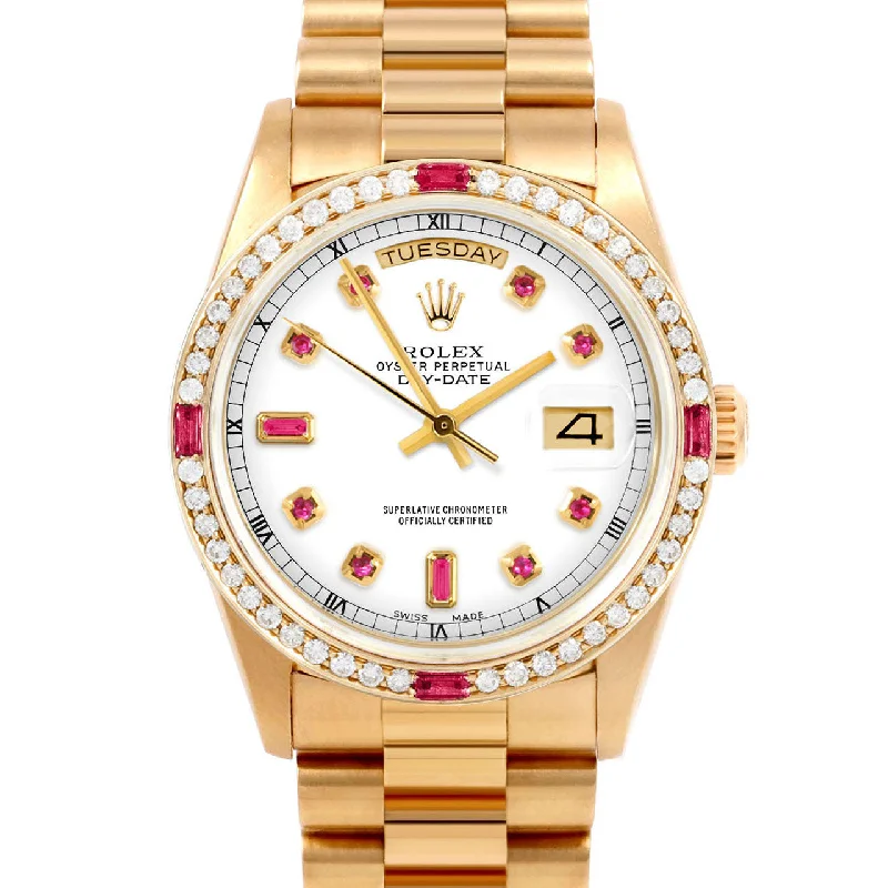 Rolex Day-Date 36mm | 18038-WHT-RBY-AM-4RBY-PRS