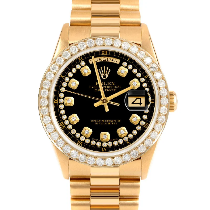 Rolex Day-Date 36mm | 18238-BLK-STRD-25CT-PRS