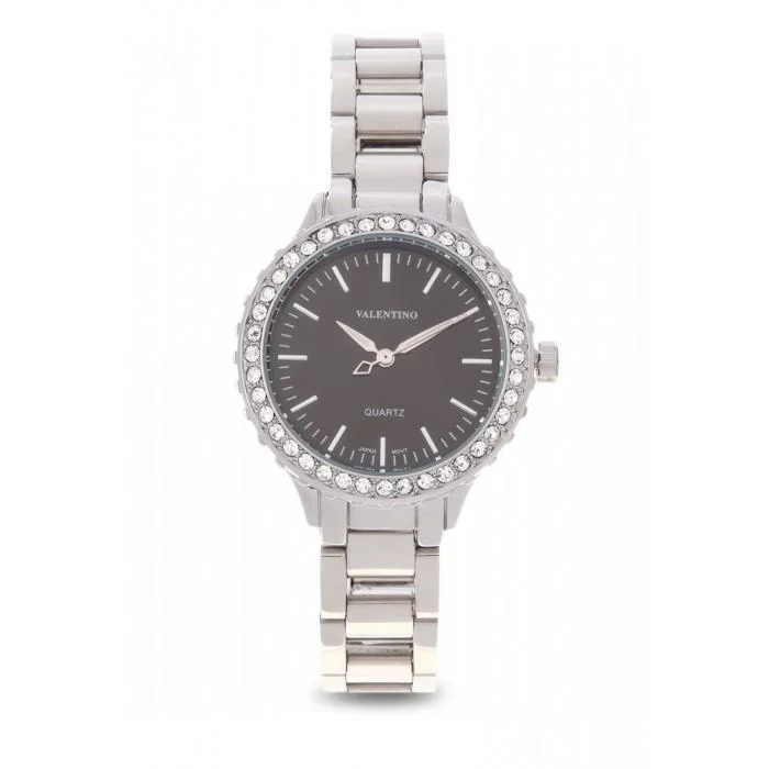 Valentino 20121961-SILVER  - BLACK DIAL SILVER STAINLESS BAND  Watch For Women